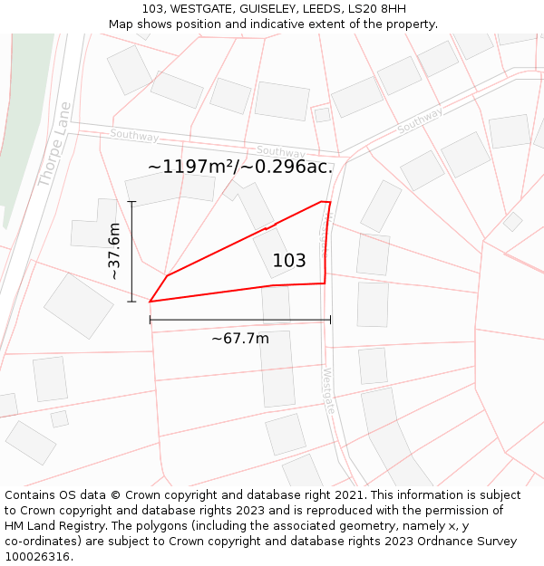 103, WESTGATE, GUISELEY, LEEDS, LS20 8HH: Plot and title map