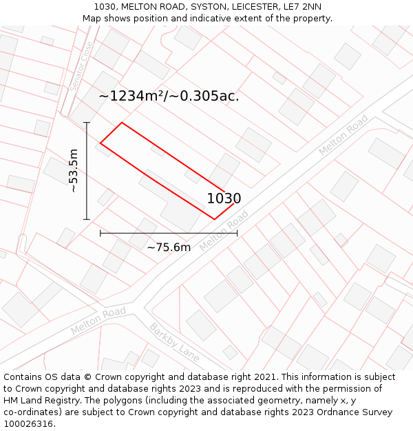 1030, MELTON ROAD, SYSTON, LEICESTER, LE7 2NN: Plot and title map