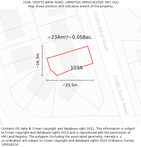 103A, CROFTS BANK ROAD, URMSTON, MANCHESTER, M41 0UU: Plot and title map