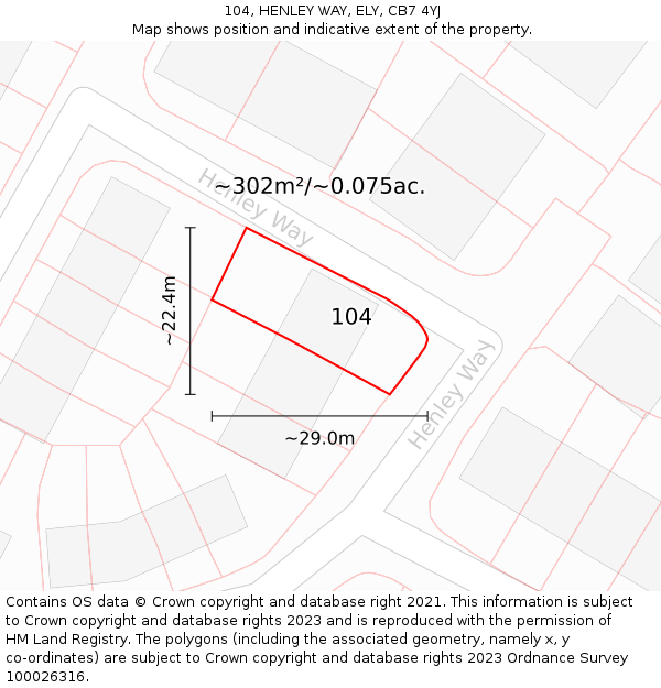 104, HENLEY WAY, ELY, CB7 4YJ: Plot and title map