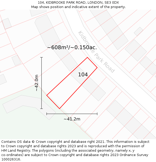 104, KIDBROOKE PARK ROAD, LONDON, SE3 0DX: Plot and title map
