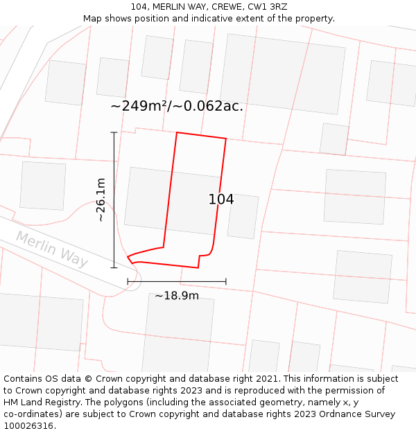 104, MERLIN WAY, CREWE, CW1 3RZ: Plot and title map