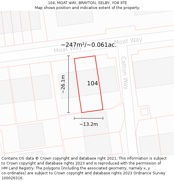 104, MOAT WAY, BRAYTON, SELBY, YO8 9TE: Plot and title map