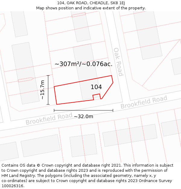 104, OAK ROAD, CHEADLE, SK8 1EJ: Plot and title map