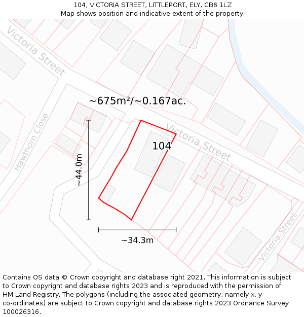 104, VICTORIA STREET, LITTLEPORT, ELY, CB6 1LZ: Plot and title map