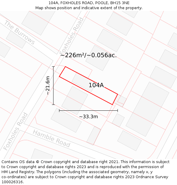 104A, FOXHOLES ROAD, POOLE, BH15 3NE: Plot and title map