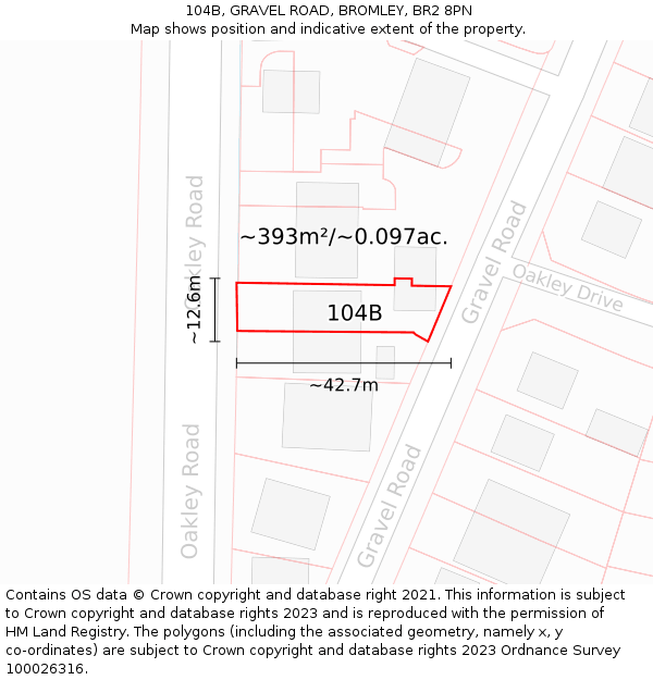 104B, GRAVEL ROAD, BROMLEY, BR2 8PN: Plot and title map