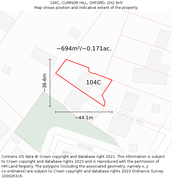 104C, CUMNOR HILL, OXFORD, OX2 9HY: Plot and title map