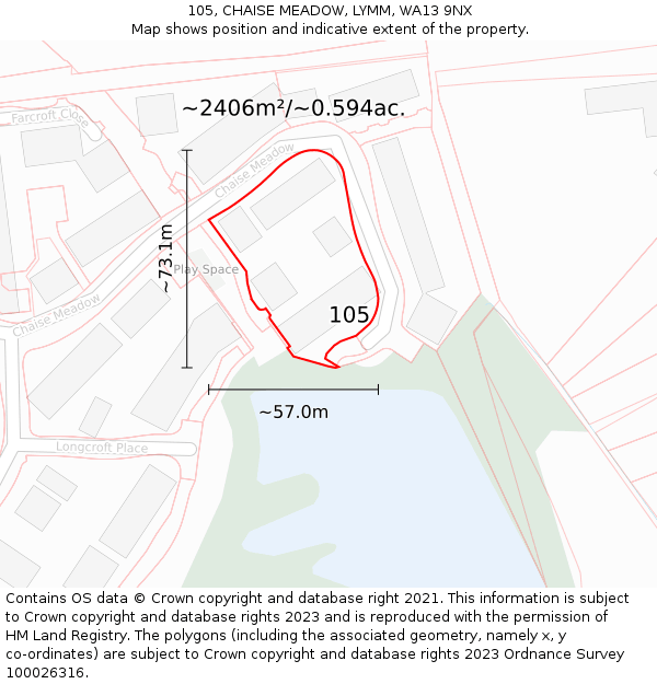 105, CHAISE MEADOW, LYMM, WA13 9NX: Plot and title map