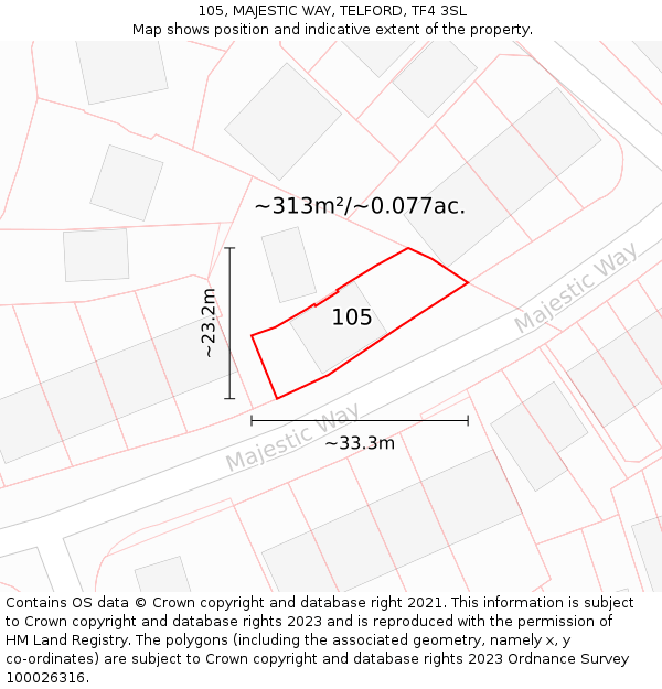 105, MAJESTIC WAY, TELFORD, TF4 3SL: Plot and title map