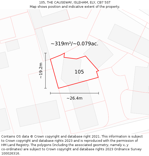 105, THE CAUSEWAY, ISLEHAM, ELY, CB7 5ST: Plot and title map