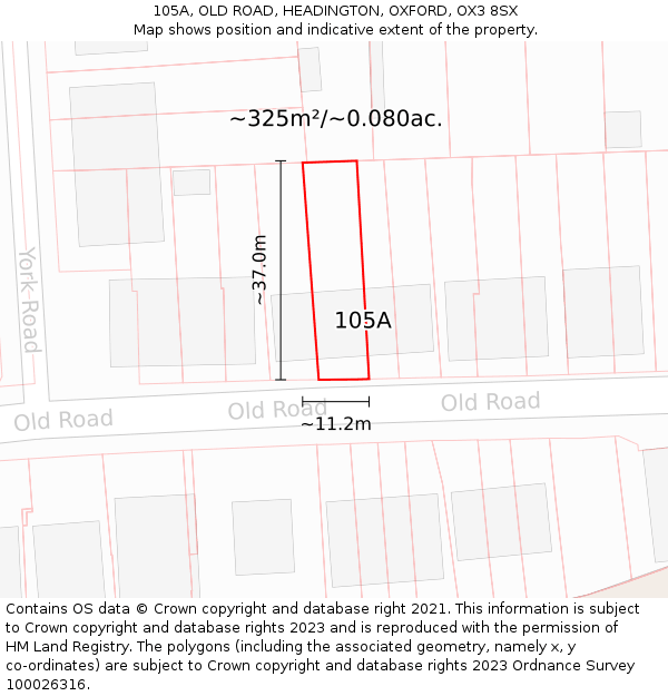 105A, OLD ROAD, HEADINGTON, OXFORD, OX3 8SX: Plot and title map