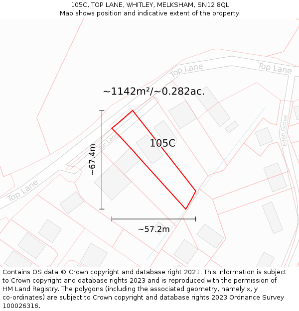 105C, TOP LANE, WHITLEY, MELKSHAM, SN12 8QL: Plot and title map