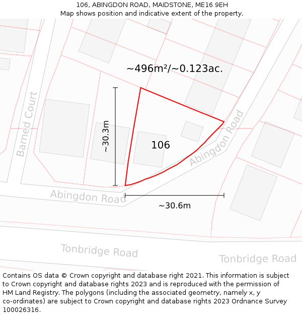 106, ABINGDON ROAD, MAIDSTONE, ME16 9EH: Plot and title map