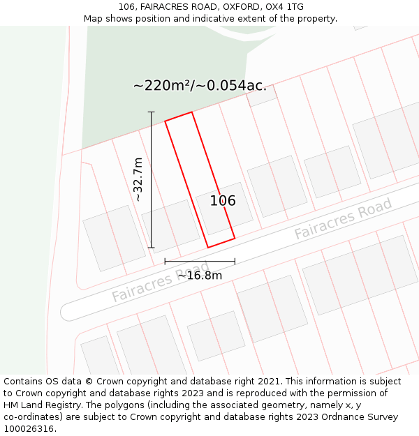 106, FAIRACRES ROAD, OXFORD, OX4 1TG: Plot and title map