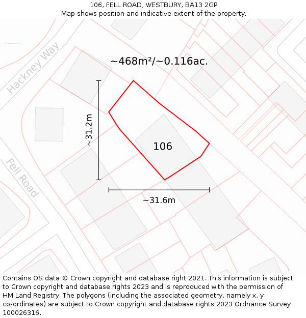 106, FELL ROAD, WESTBURY, BA13 2GP: Plot and title map