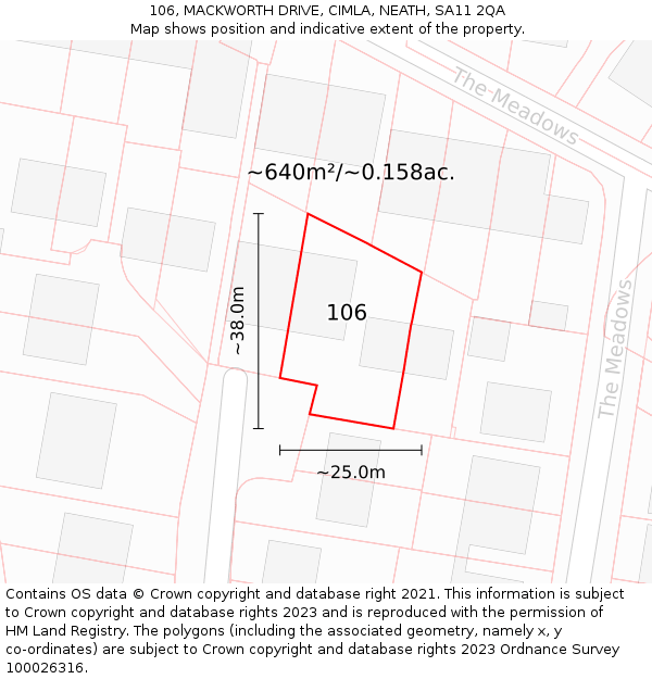 106, MACKWORTH DRIVE, CIMLA, NEATH, SA11 2QA: Plot and title map