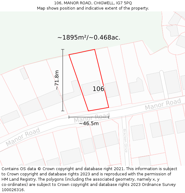 106, MANOR ROAD, CHIGWELL, IG7 5PQ: Plot and title map