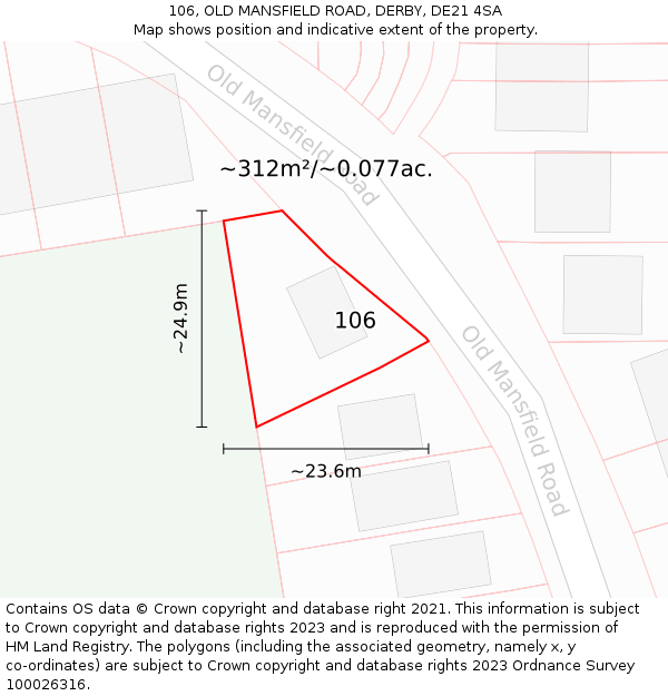 106, OLD MANSFIELD ROAD, DERBY, DE21 4SA: Plot and title map