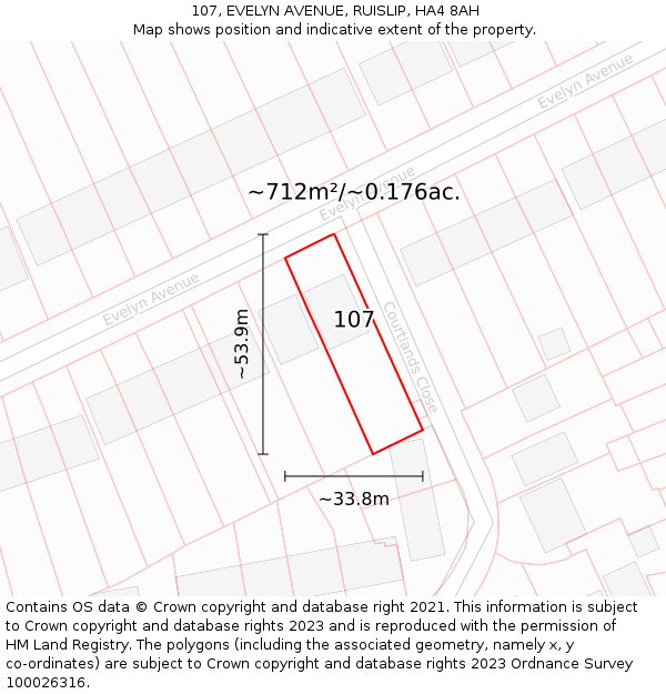 107, EVELYN AVENUE, RUISLIP, HA4 8AH: Plot and title map