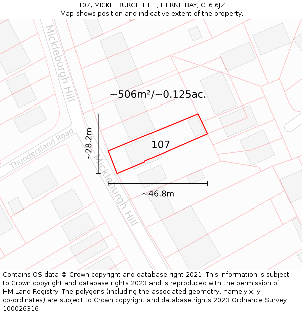 107, MICKLEBURGH HILL, HERNE BAY, CT6 6JZ: Plot and title map