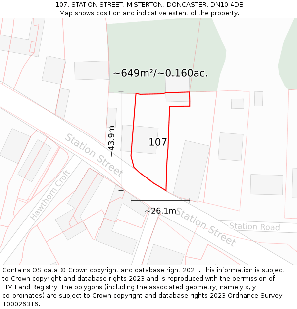 107, STATION STREET, MISTERTON, DONCASTER, DN10 4DB: Plot and title map