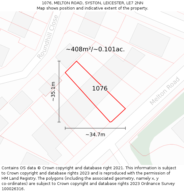 1076, MELTON ROAD, SYSTON, LEICESTER, LE7 2NN: Plot and title map