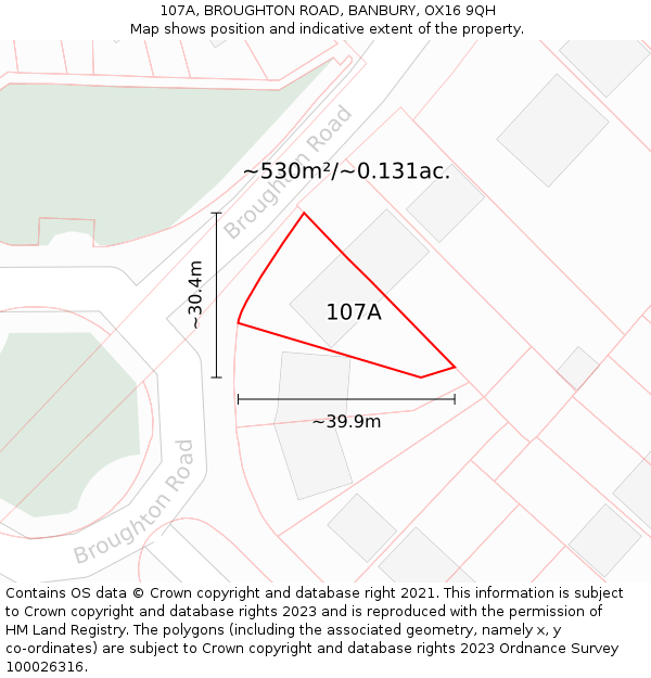 107A, BROUGHTON ROAD, BANBURY, OX16 9QH: Plot and title map