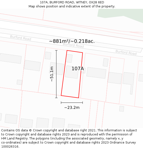 107A, BURFORD ROAD, WITNEY, OX28 6ED: Plot and title map