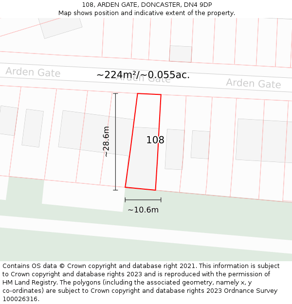 108, ARDEN GATE, DONCASTER, DN4 9DP: Plot and title map