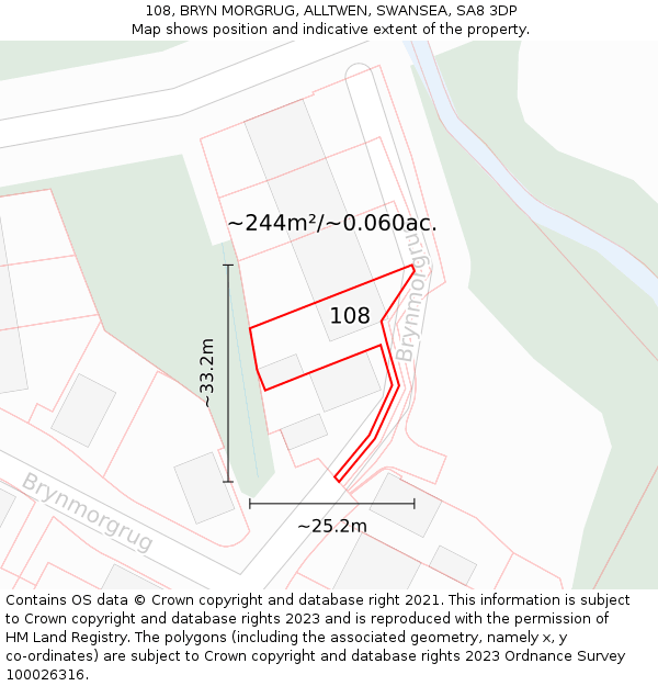 108, BRYN MORGRUG, ALLTWEN, SWANSEA, SA8 3DP: Plot and title map