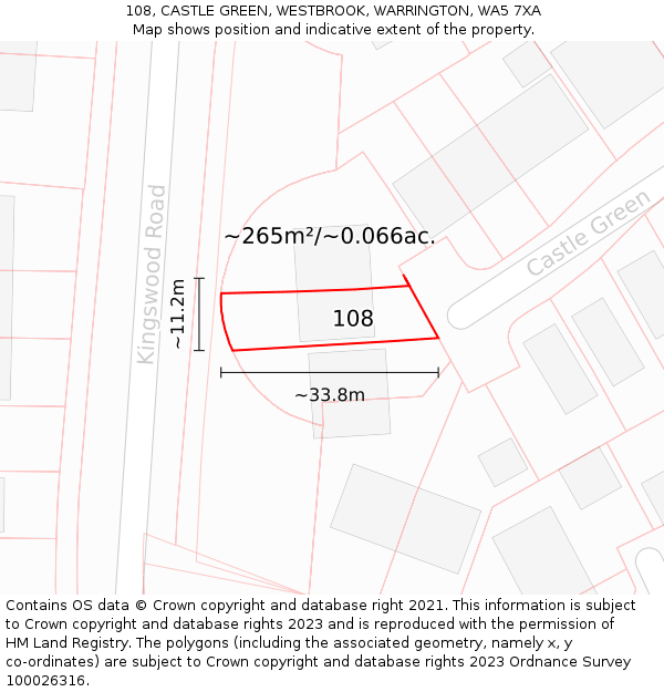 108, CASTLE GREEN, WESTBROOK, WARRINGTON, WA5 7XA: Plot and title map