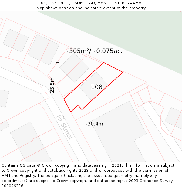 108, FIR STREET, CADISHEAD, MANCHESTER, M44 5AG: Plot and title map