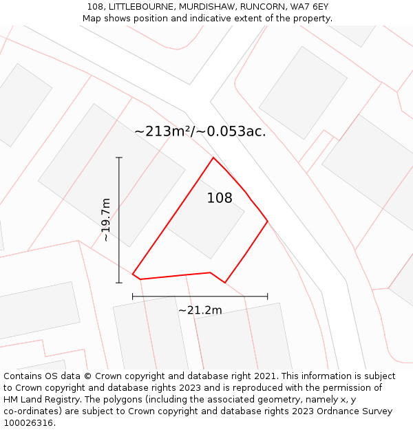 108, LITTLEBOURNE, MURDISHAW, RUNCORN, WA7 6EY: Plot and title map