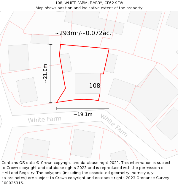 108, WHITE FARM, BARRY, CF62 9EW: Plot and title map