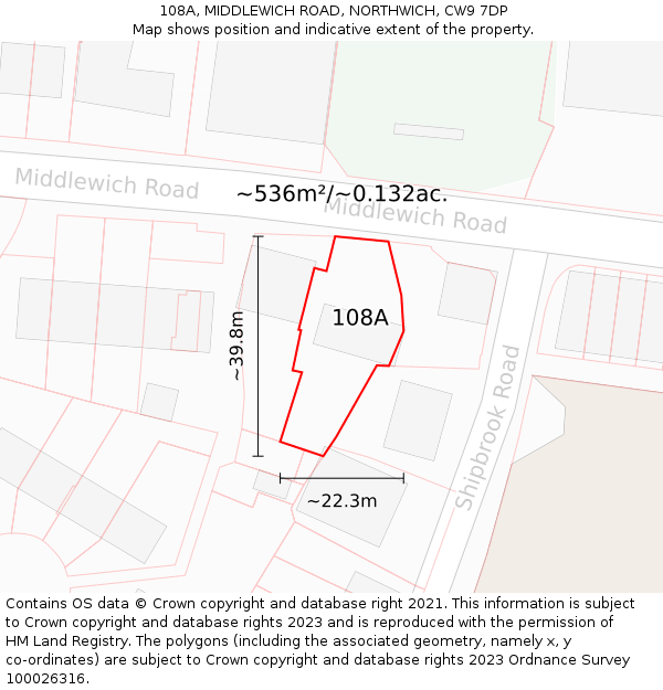 108A, MIDDLEWICH ROAD, NORTHWICH, CW9 7DP: Plot and title map