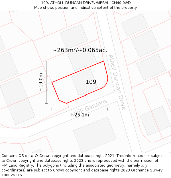 109, ATHOLL DUNCAN DRIVE, WIRRAL, CH49 0WD: Plot and title map