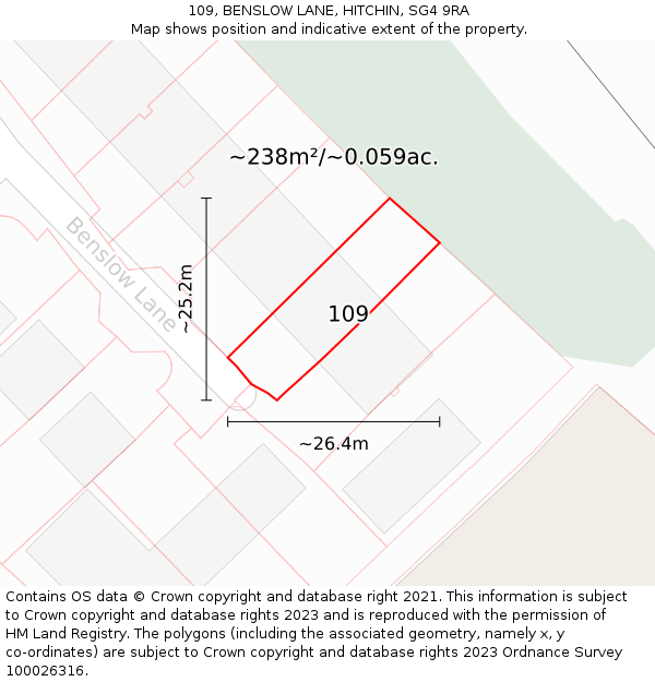 109, BENSLOW LANE, HITCHIN, SG4 9RA: Plot and title map