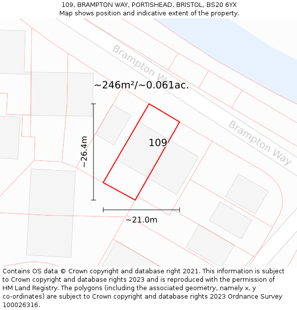 109, BRAMPTON WAY, PORTISHEAD, BRISTOL, BS20 6YX: Plot and title map