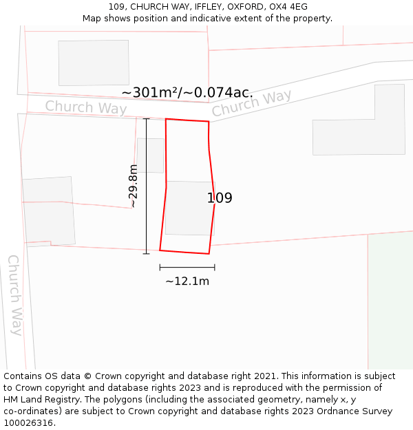 109, CHURCH WAY, IFFLEY, OXFORD, OX4 4EG: Plot and title map