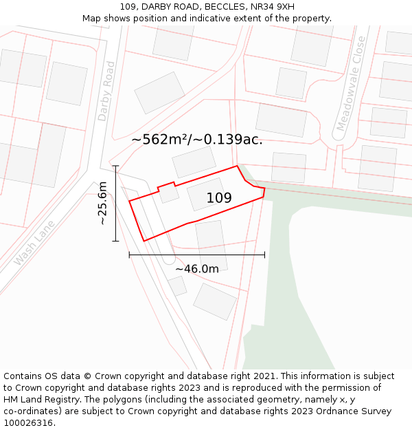 109, DARBY ROAD, BECCLES, NR34 9XH: Plot and title map