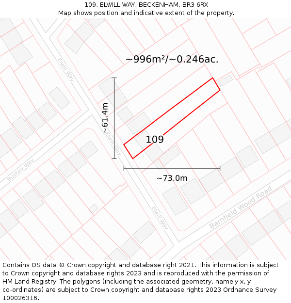 109, ELWILL WAY, BECKENHAM, BR3 6RX: Plot and title map