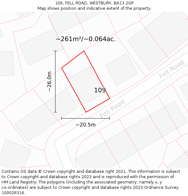 109, FELL ROAD, WESTBURY, BA13 2GP: Plot and title map