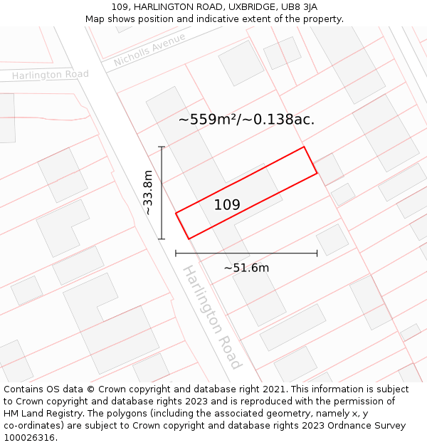 109, HARLINGTON ROAD, UXBRIDGE, UB8 3JA: Plot and title map