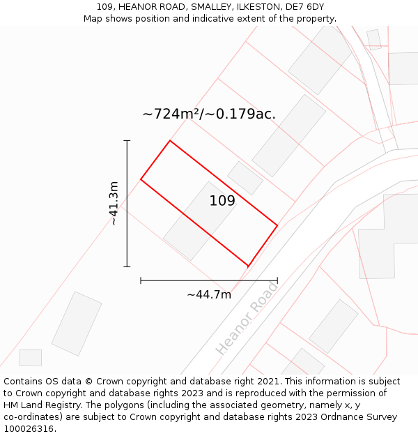 109, HEANOR ROAD, SMALLEY, ILKESTON, DE7 6DY: Plot and title map