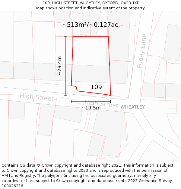 109, HIGH STREET, WHEATLEY, OXFORD, OX33 1XP: Plot and title map