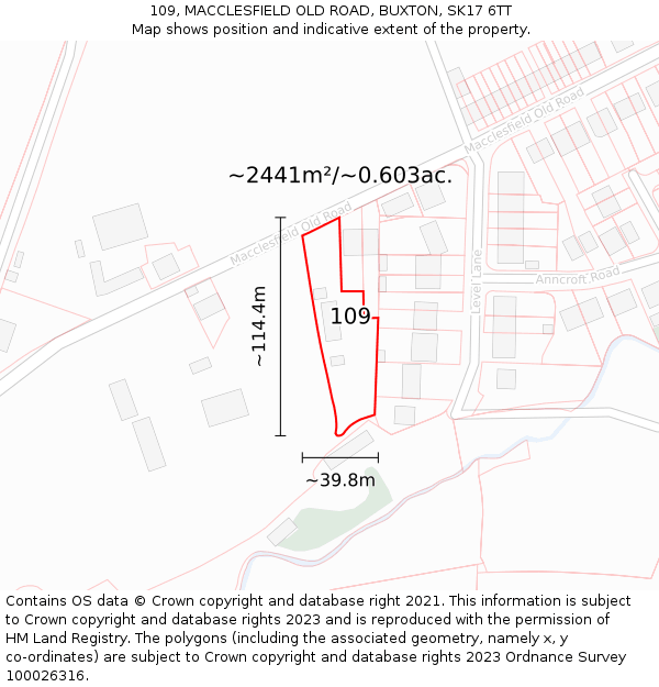 109, MACCLESFIELD OLD ROAD, BUXTON, SK17 6TT: Plot and title map