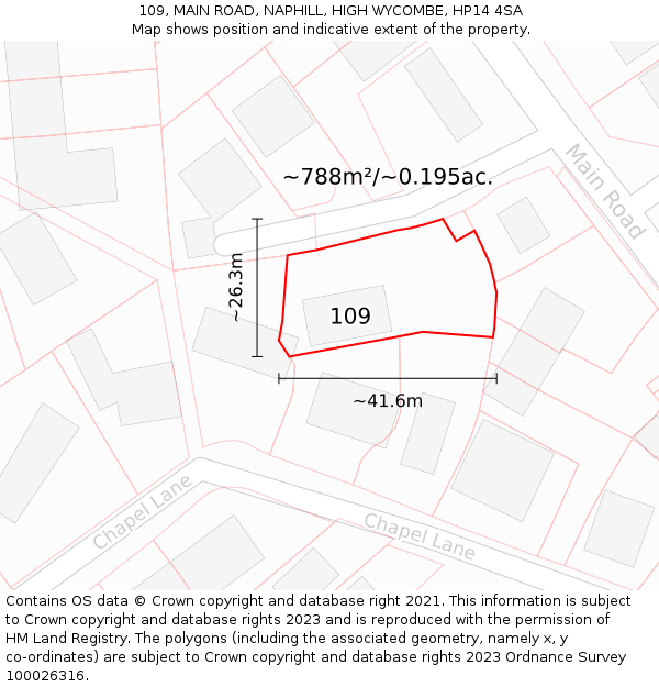 109, MAIN ROAD, NAPHILL, HIGH WYCOMBE, HP14 4SA: Plot and title map