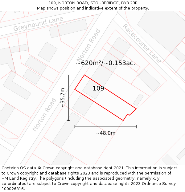 109, NORTON ROAD, STOURBRIDGE, DY8 2RP: Plot and title map