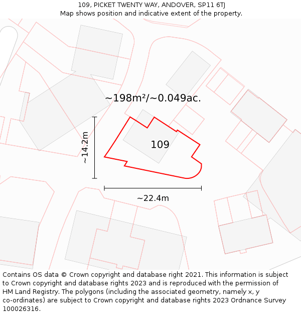 109, PICKET TWENTY WAY, ANDOVER, SP11 6TJ: Plot and title map